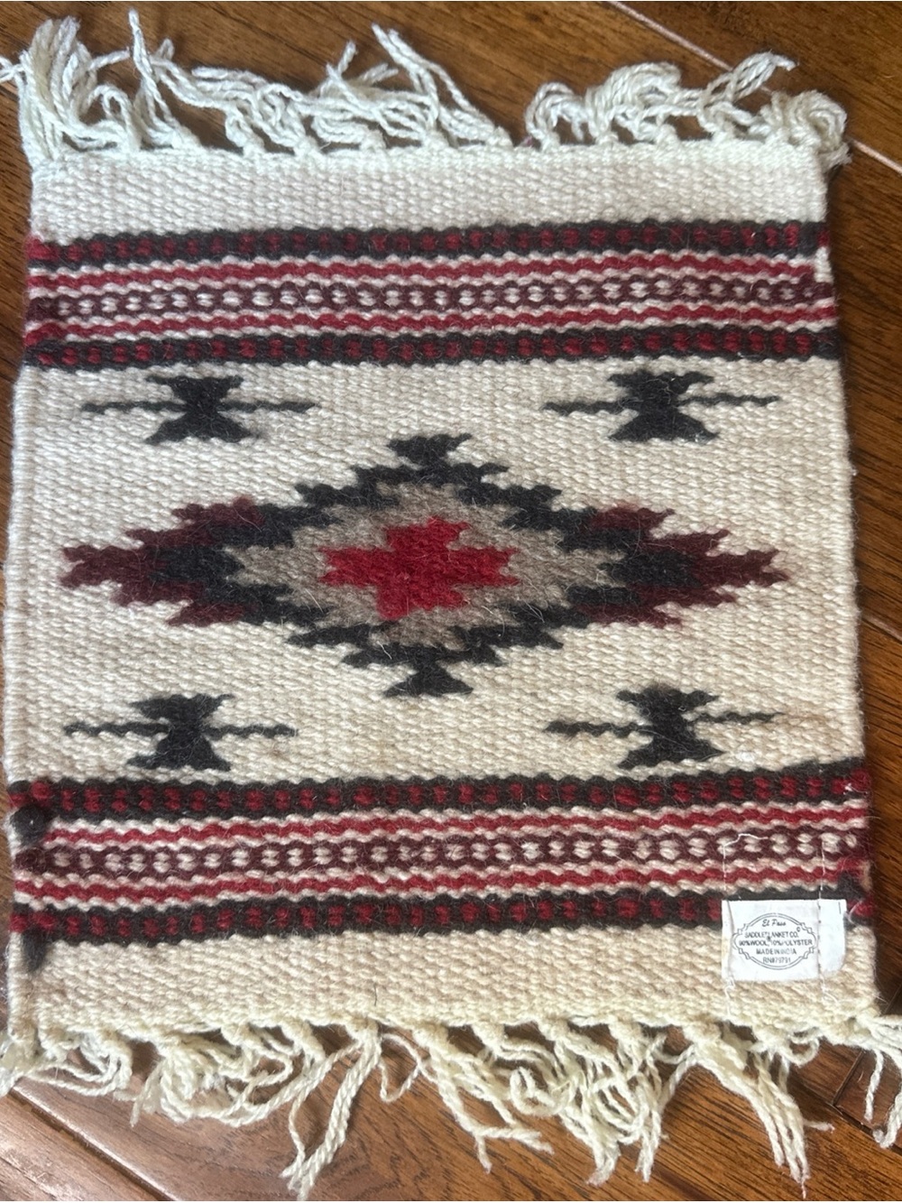 Wool Southwest Native American Wall Art Woven Mat  14 X 10 Aztec